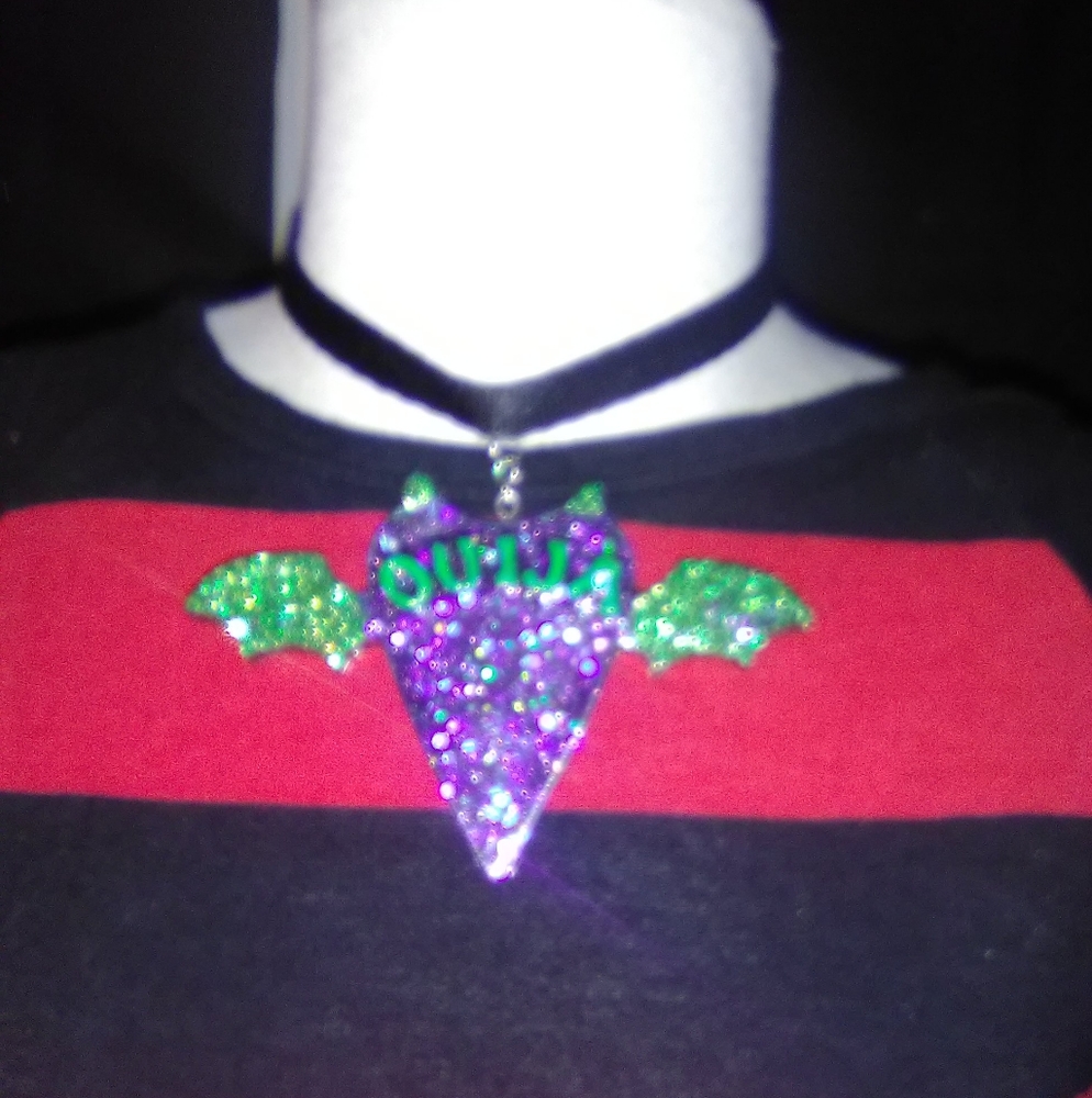 Horror occult bat wing Ouija necklace